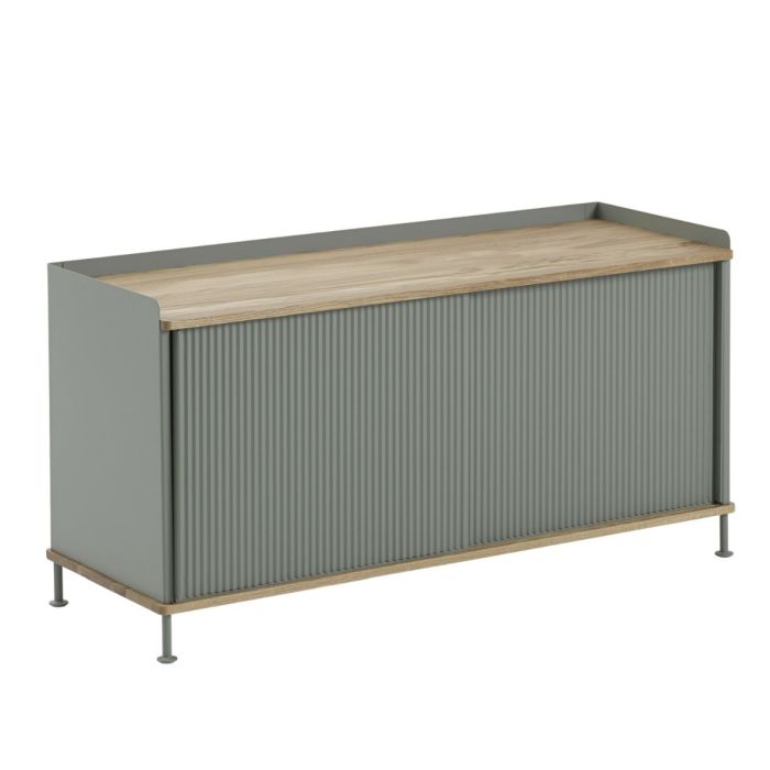 Enfold Sideboard, Low, Oak / Dusty Green
