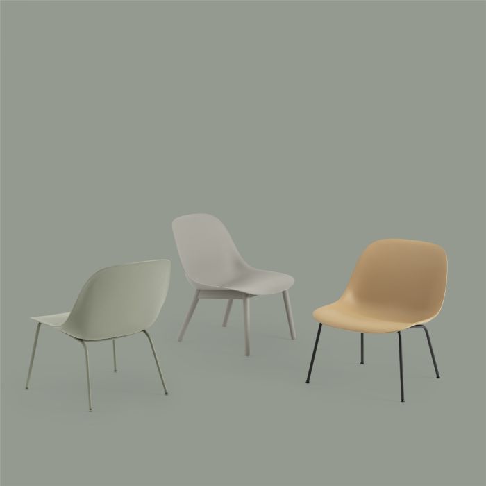 Fiber Lounge Chair, Tube Base, Ochre Shell / Black Base