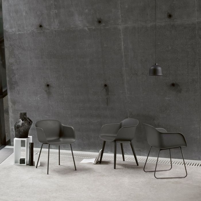 Fiber Armchair, Tube Base, Black Shell / Black Base