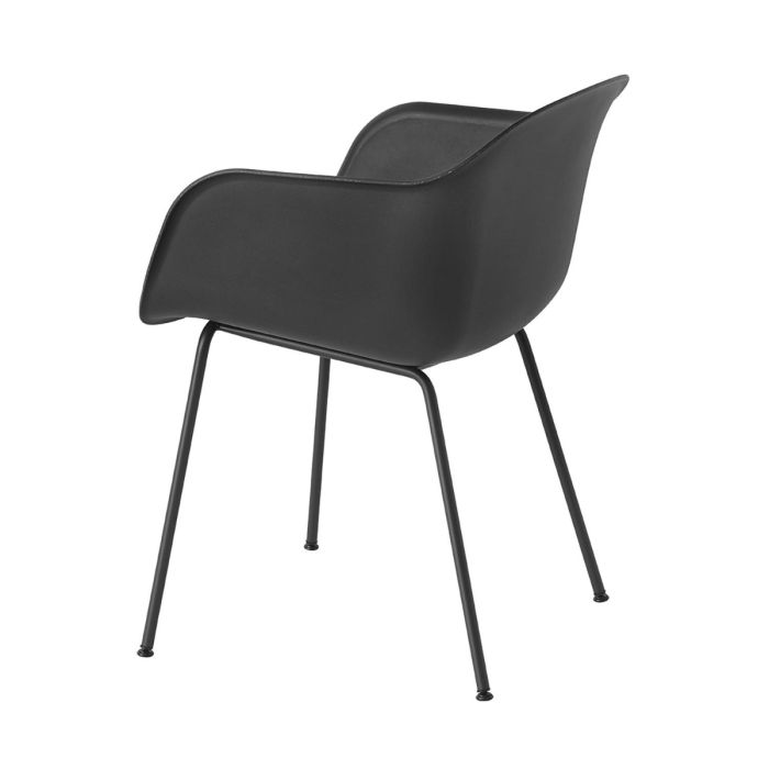 Fiber Armchair, Tube Base, Black Shell / Black Base