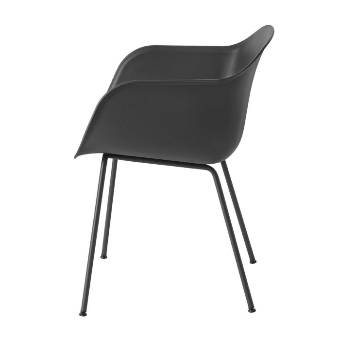 Fiber Armchair, Tube Base, Black Shell / Black Base