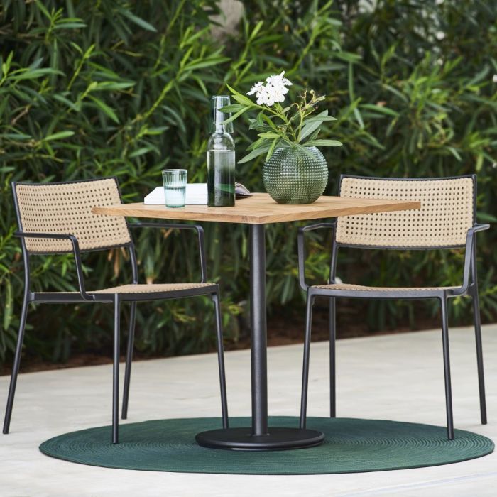 Go Cafe Table, 72x72cm, Teak Top / White Base