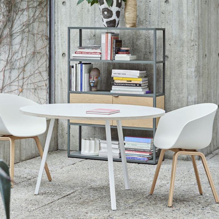 AAC 22 Chair, White Shell / Oak Base