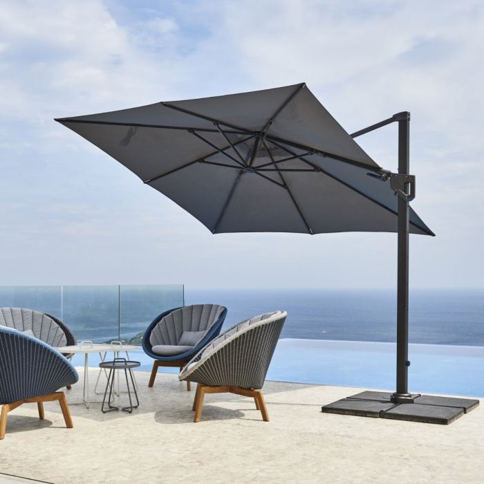 Hyde Luxe Tilt Parasol, 3x3m, Including Base, Anthracite