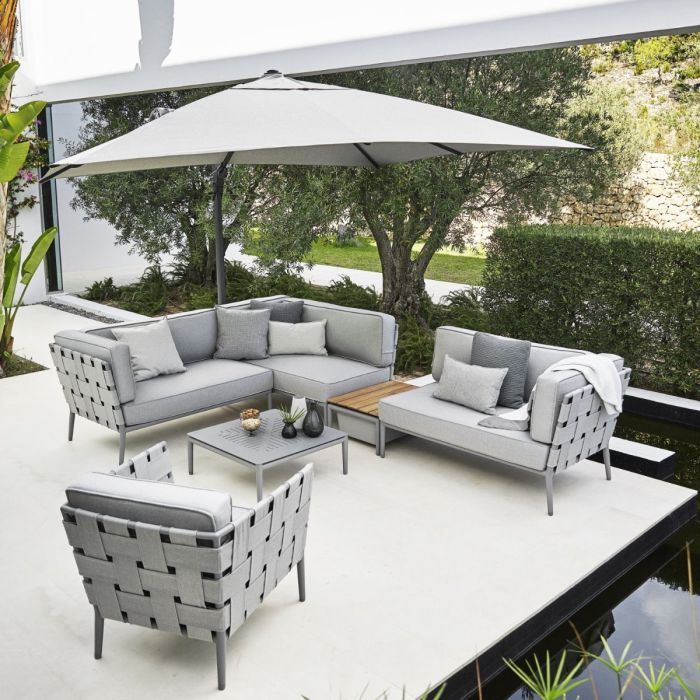 Hyde Luxe Tilt Parasol, 3x3m, Including Base, Anthracite