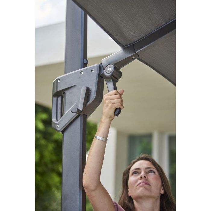 Hyde Luxe Tilt Parasol, 3x3m, Including Base, Anthracite