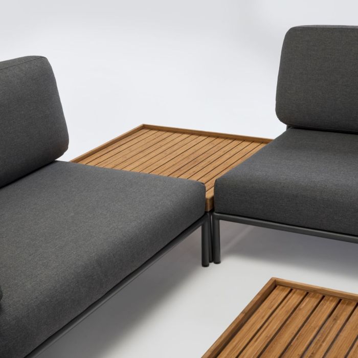 Level Coffee Table, 81x81cm, Bamboo Top / Dark Grey Metal Frame