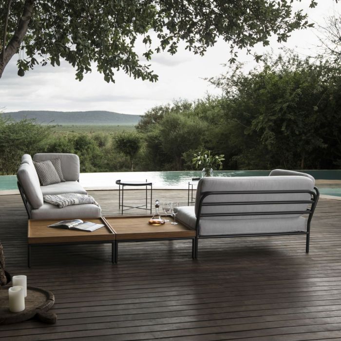 Level Coffee Table, 81x81cm, Bamboo Top / Dark Grey Metal Frame
