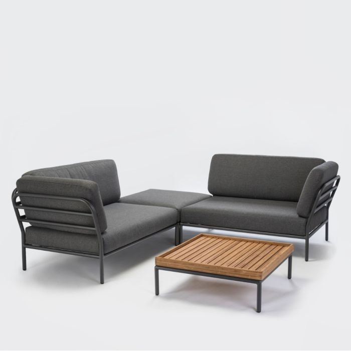 Level Coffee Table, 81x81cm, Bamboo Top / Dark Grey Metal Frame