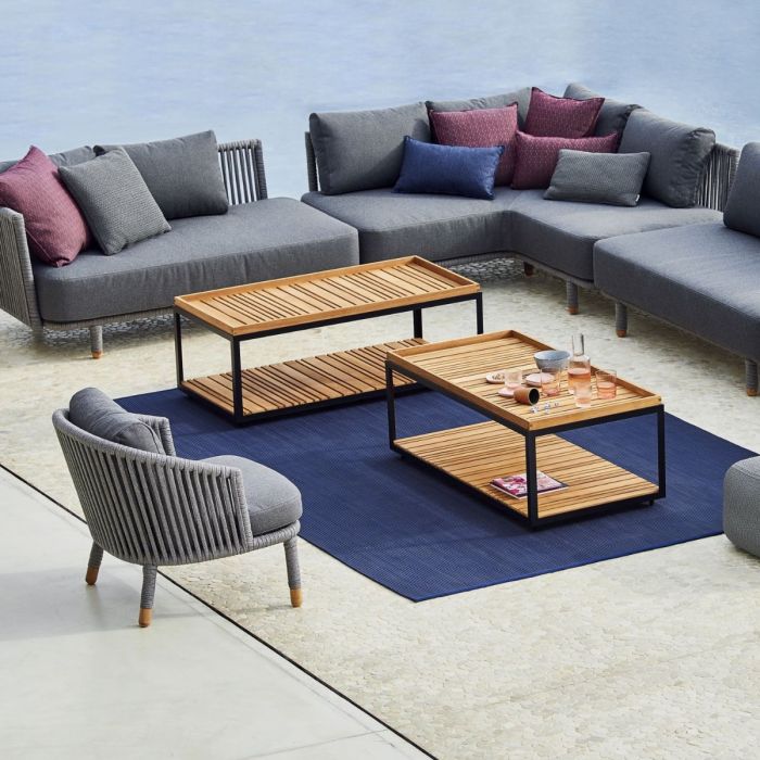 Level Coffee Table, Rectangular, Teak Top / Lava Grey Base