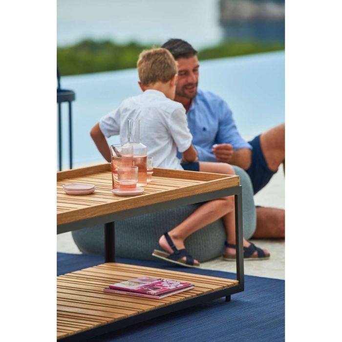 Level Coffee Table, Rectangular, Teak Top / Lava Grey Base