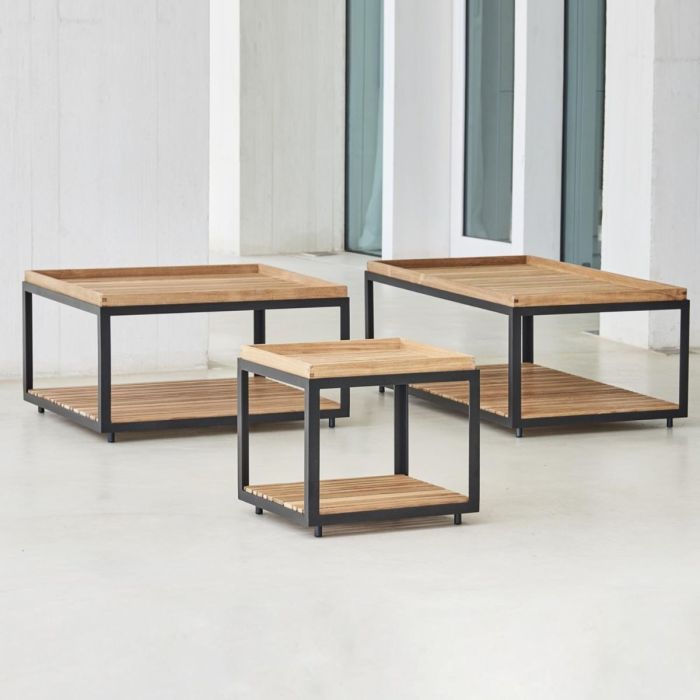Level Coffee Table, Rectangular, Teak Top / Lava Grey Base