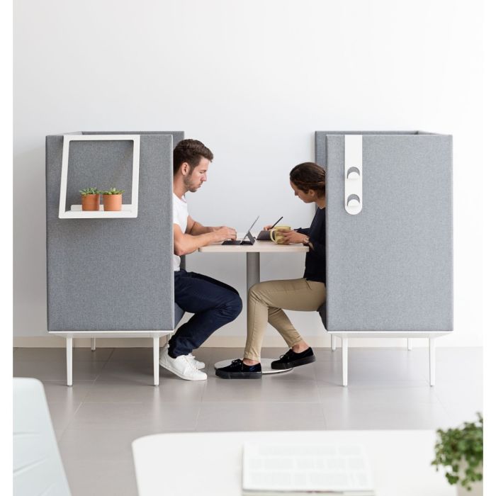 Longo 1-Seater Sofa / Phone Booth, Light Blue, Beige
