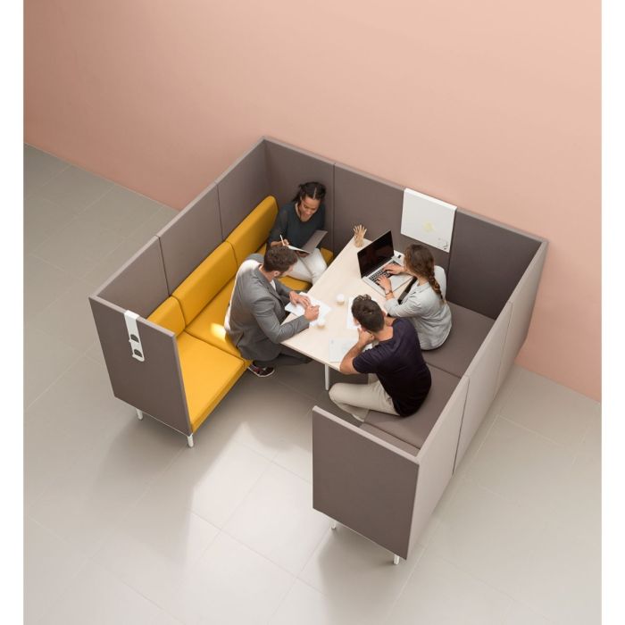 Longo 1-Seater Sofa / Phone Booth, Light Blue, Beige