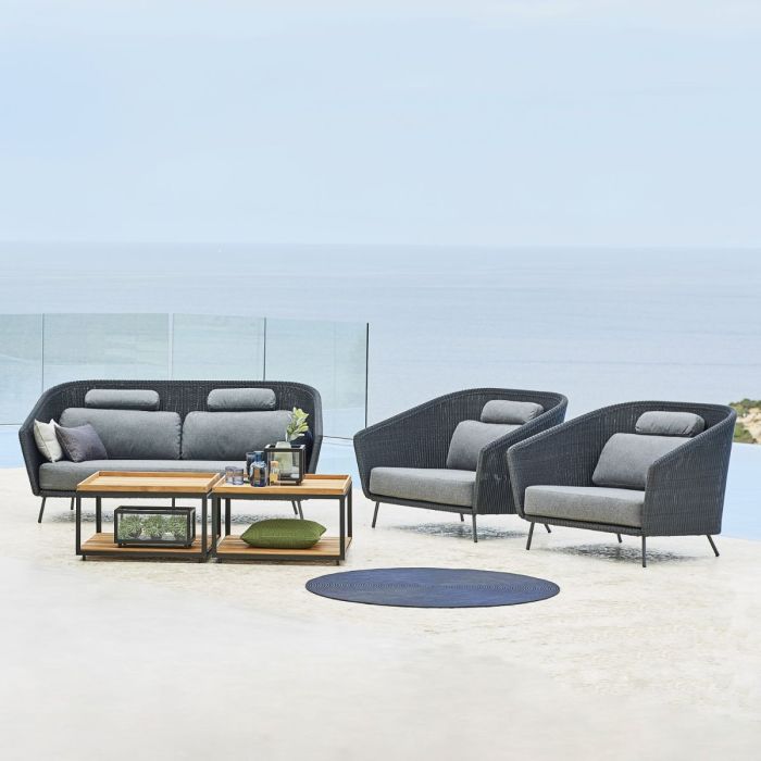 Mega 2-Seater Lounge Sofa With Cushion Set, Graphite