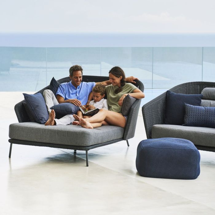 Mega Daybed Left With Cushion Set, Graphite