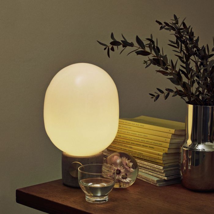 JWDA Concrete Lamp, Light Grey/Brass