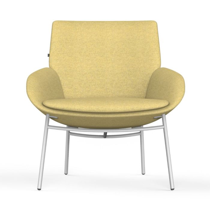 Noom Armchair, Beige & Yellow Upholstery / Black Metal Legs