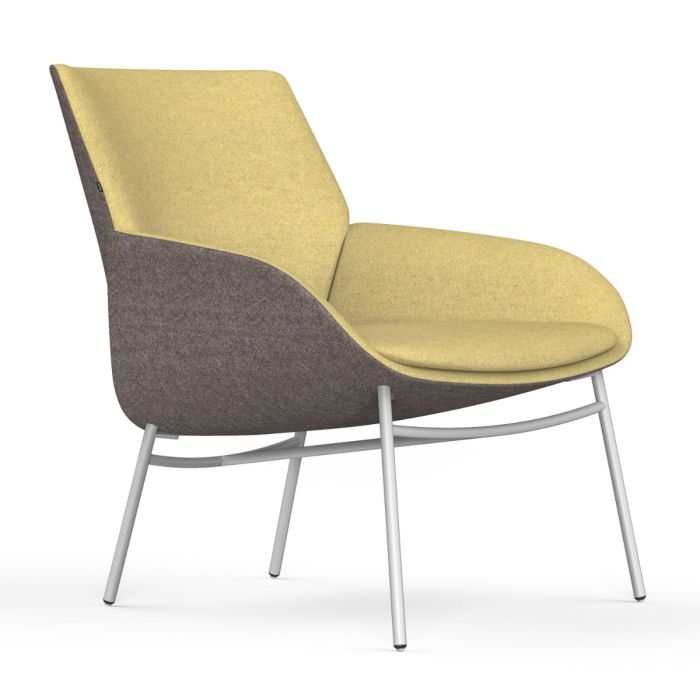 Noom Armchair, Beige & Yellow Upholstery / Black Metal Legs
