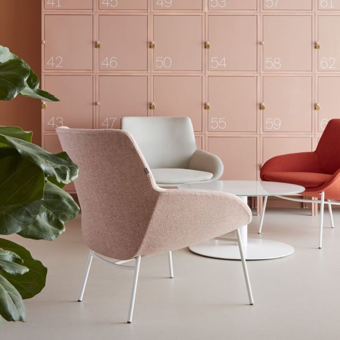 Noom Armchair, Beige & Yellow Upholstery / Black Metal Legs