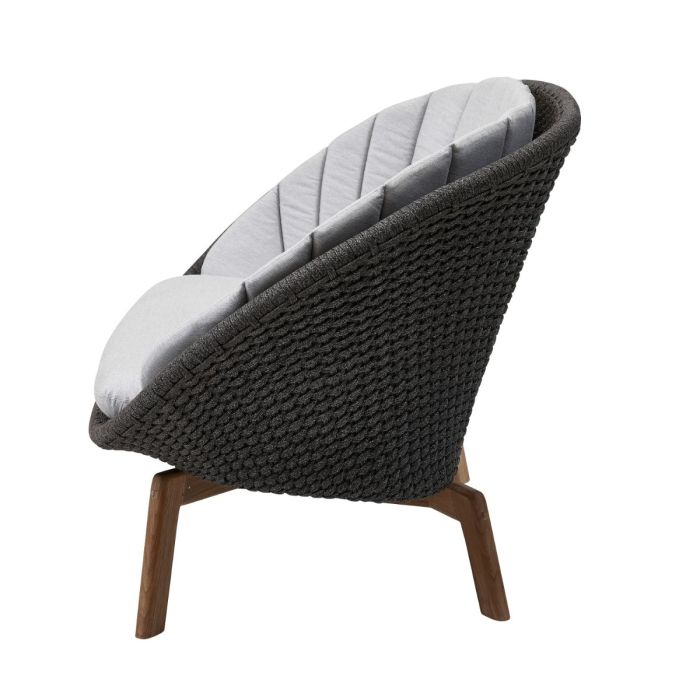 Peacock 2-Seater Sofa, Soft Rope, Dark Grey Seat / Teak Legs