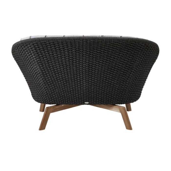 Peacock 2-Seater Sofa, Soft Rope, Dark Grey Seat / Teak Legs