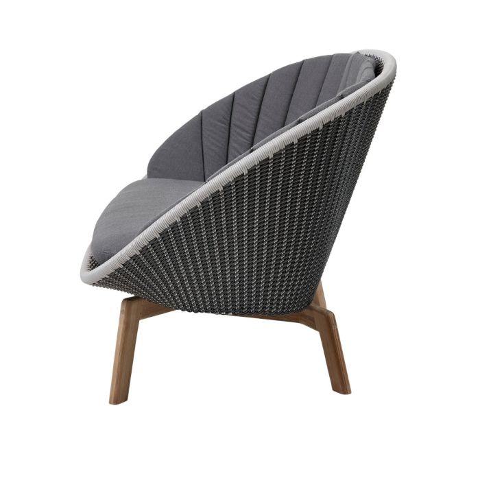Peacock 2-Seater Sofa, Weave, Light Grey Seat / Teak Legs