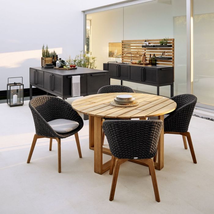 Peacock Chair, Soft Rope, Dark Grey Seat / Teak Legs