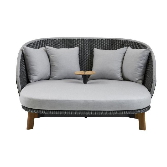 Peacock Daybed With Table, Grey Shell / Light Grey Seat / Teak Legs