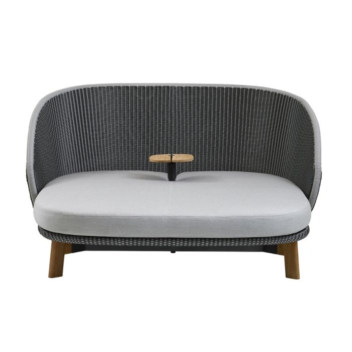 Peacock Daybed With Table, Grey Shell / Light Grey Seat / Teak Legs