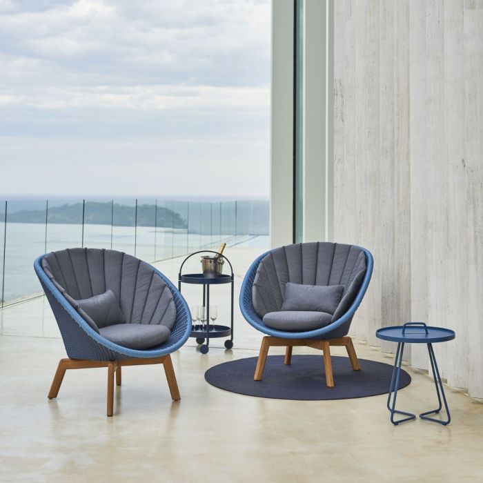 Peacock Lounge Chair, Cushion Set, Grey