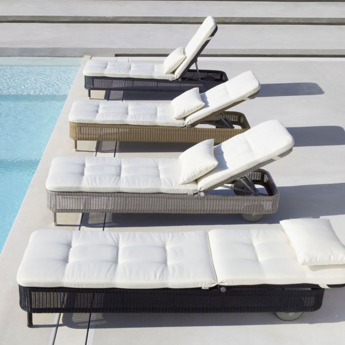 Presley Sunbed, Cushion Set, White