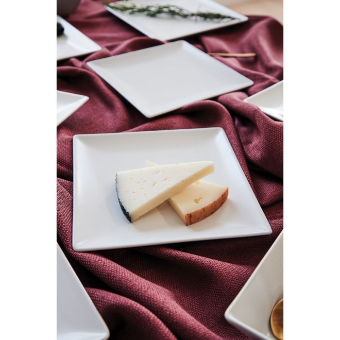 Quadro Stoneware Flat Plate, White