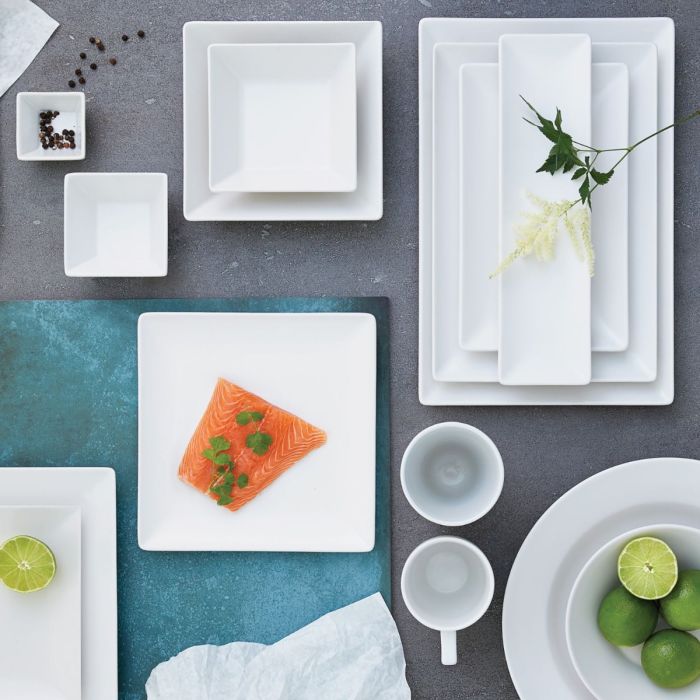 Quadro Stoneware Rectangular Plate, 25x15cm, White
