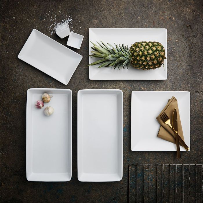 Quadro Stoneware Rectangular Plate, 30x20cm, White