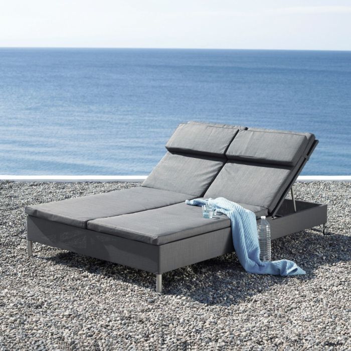 Rest Double Sunbed With Cushion, Grey