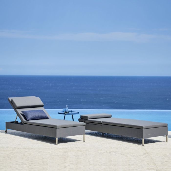 Rest Single Sunbed With Cushion, Grey
