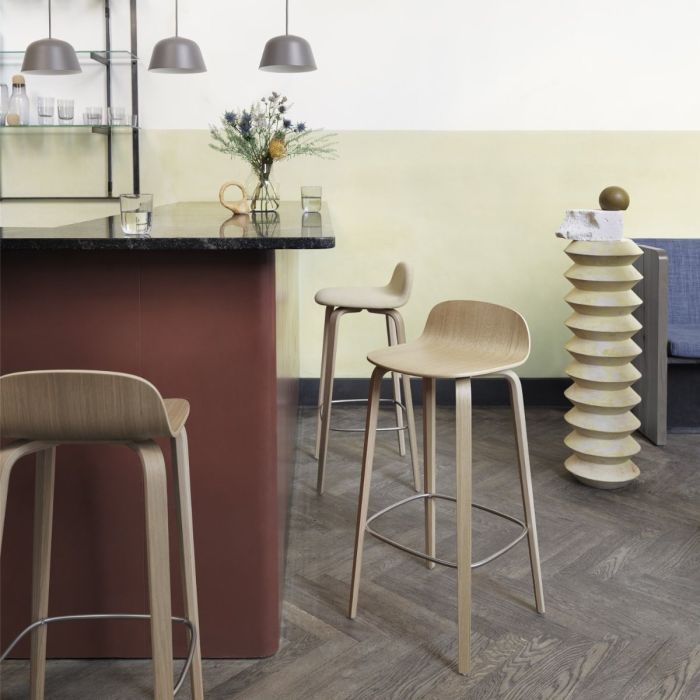 Visu Bar Stool, H65cm, Wood Base, Black