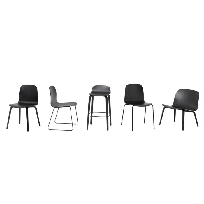 Visu Bar Stool, H65cm, Wood Base, Black