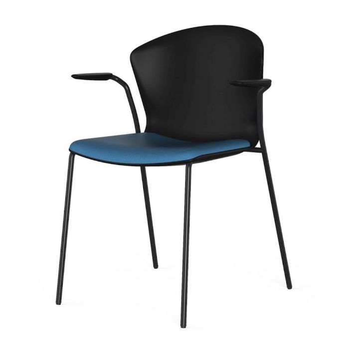Whass Chair, Tube Base, Black Seat / Black Base