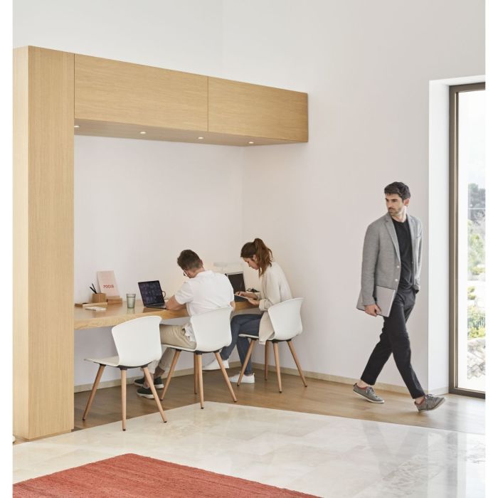 Whass Chair, Wood Base, White Seat / Beech Legs